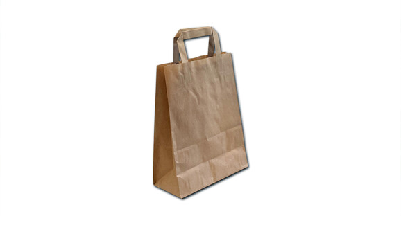 Papiertragetasche, B 220 + 100 BF x L 280 mm, Kraftpapier braun, 70 g/m², A-Nr.: 10908 - 01