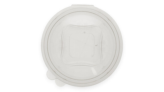 Klappbox, 750 ml, Ø 175 mm, 95 mm, RPET, transparent, mit anhängendem Deckel, Verive, A-Nr.: 80435 - 02