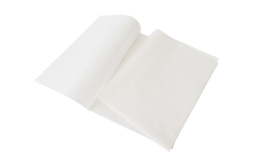 Feinkostpapier, 1/2 Bogen, 500 x 750 mm, Kraftpapier weiß/PE, 45 g/m²/9 my, 12,5 kg/Karton, A-Nr.: 16042 - 01