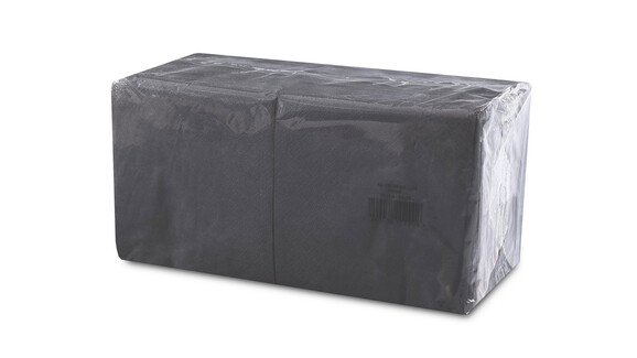 Servietten, Zellstoff, 1/4-Falz, 2-lagig, schwarz, 12 x 12 cm, 3.600 Stk./Karton, A-Nr.: 16163 - 01