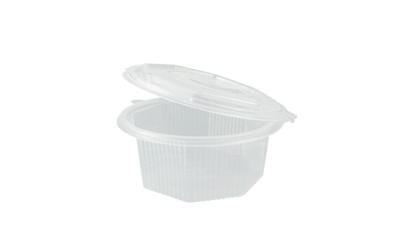 Haushaltsbox, 750 ml, 160 x 160 x 66 mm, PP, transparent, ungeteilt, mit anhängendem Deckel, A-Nr.: 90093 - 01