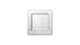 Einwegteller, Bagasse, 160 x 160 x 15 mm, weiß, VERIVE, A-Nr.: 16525 - 01