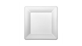 Einwegteller, Bagasse, 262 x 262 x 19 mm, weiß, VERIVE, A-Nr.: 16526 - 01