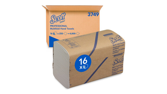 Falthandtuch Kimberly-Clark Scott®Multifold 3749, M-Falz, 1-lagig, weiß, Papier, 4.000 Stk./Sack, A-Nr.: 18292 - 02