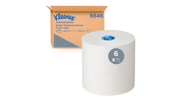 Rollenhandtuch Kimberly-Clark Kleenex® 6646, 1-lagig, weiß, Papier, 6 Rollen/Karton, A-Nr.: 18229 - 02