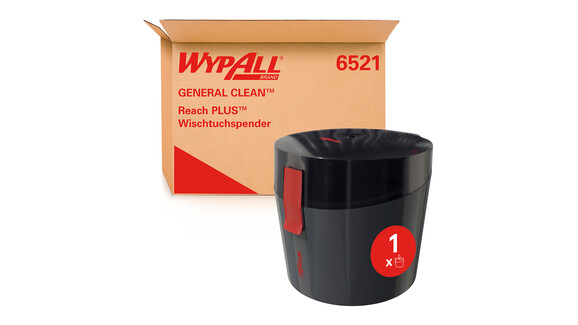 Wischtuchspender Kimberly-Clark WypAll® Reach PLUS General Clean 6521, L 27,1 cm x B 24,3 cm x H 22,6 cm, Einzelblattentnahme, manuelle Entnahme, Verschlussart: Schlüssel, A-Nr.: 18291 - 02